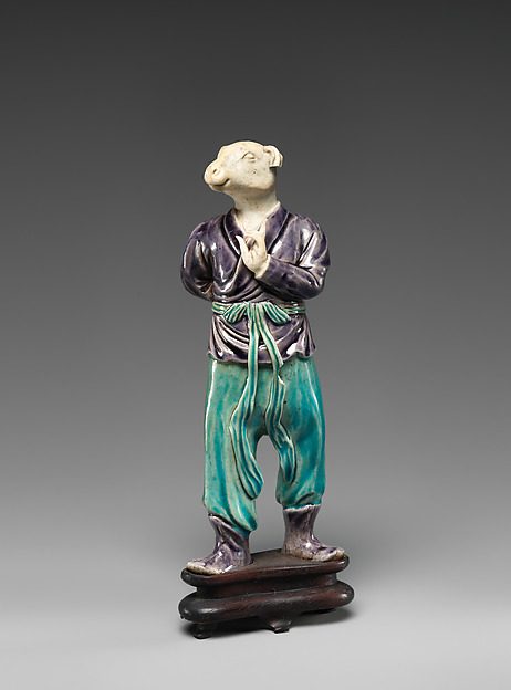 Qing dynasty porcelain figure of a dog from a set of the twelve Chinese zodiac animals, Kangxi period