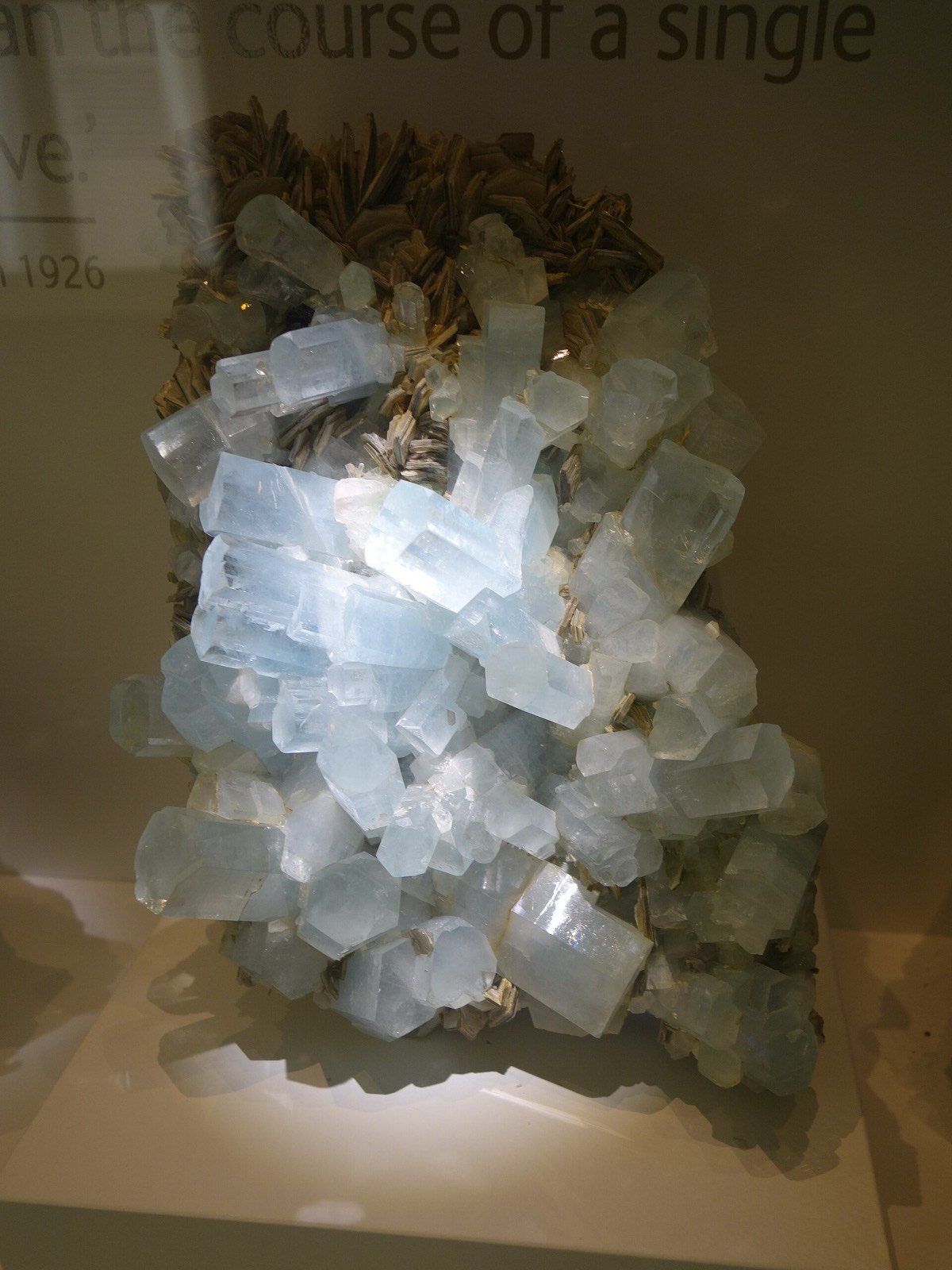 Pale blue-green aquamarine beryl crystal specimen